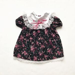 Vintage Alysa black velvet floral print dress 3T